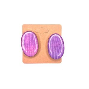 Purple Oval Clip On Earrings Vintage